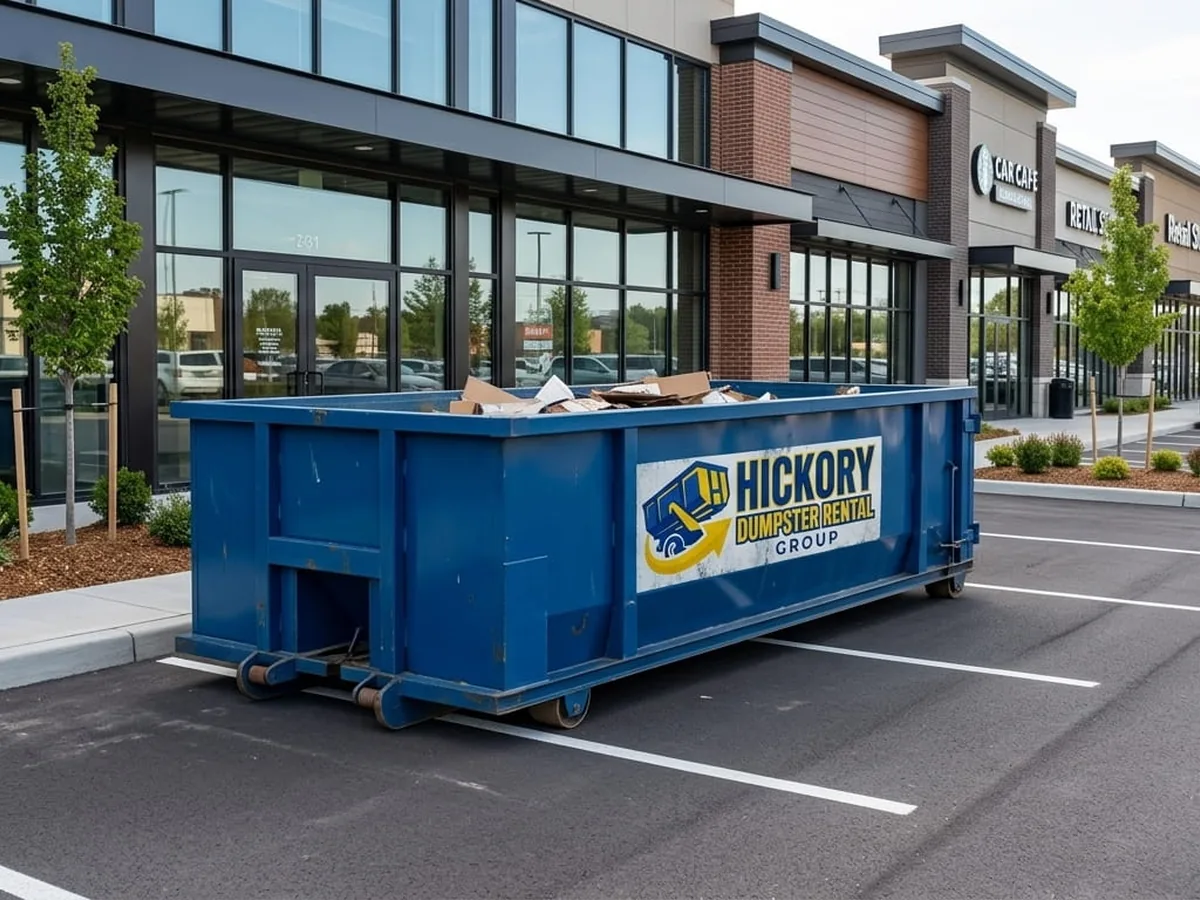 Roll-off dumpster being delivered in Hickory, NC